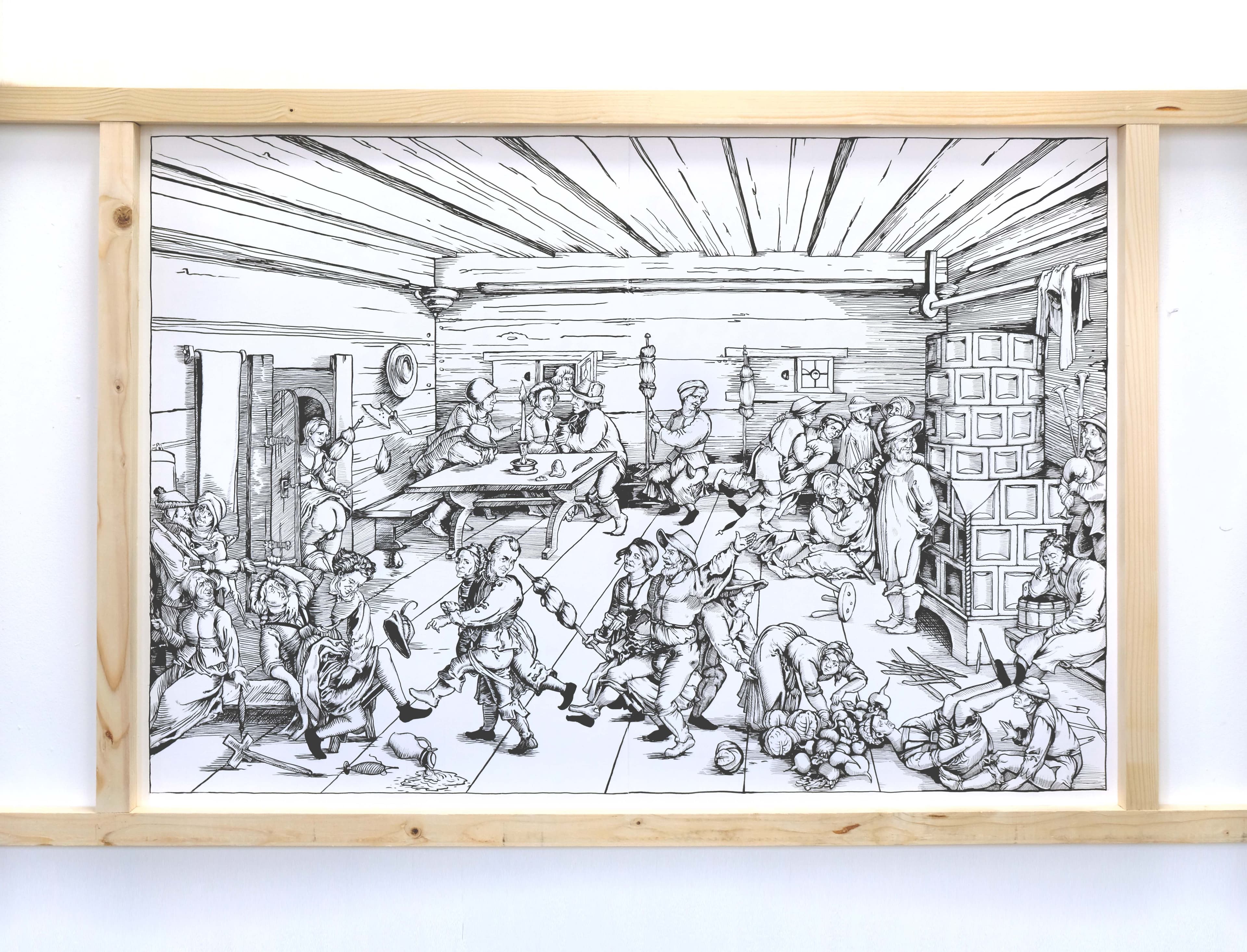 Detail of Textile Workshop: Reproduction of Spinning Bee by Hans Sebald Beham